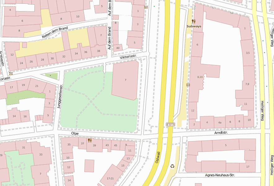 Museum Ostwall Stadtplan mit Satellitenbild und Unterkünften von Dortmund