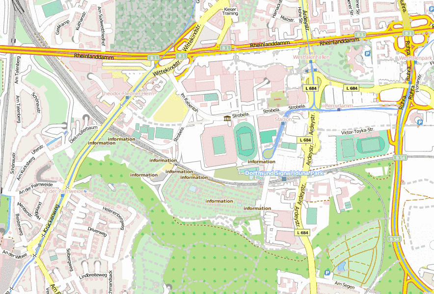 Signal Iduna Park Stadtplan Mit Luftaufnahme Und Hotels Von Dortmund