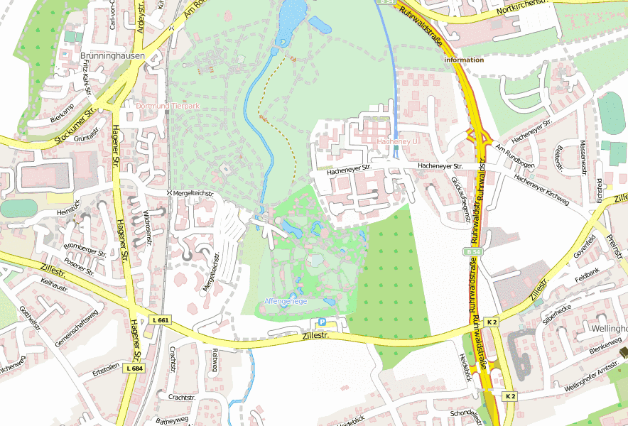 Zoo Dortmund-Stadtplan mit Luftaufnahme und Hotels von Dortmund