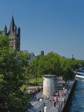 Pegel Köln und die Spitze von St Martin