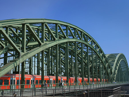 Hohenzollernbrücke mit Zug Foto 